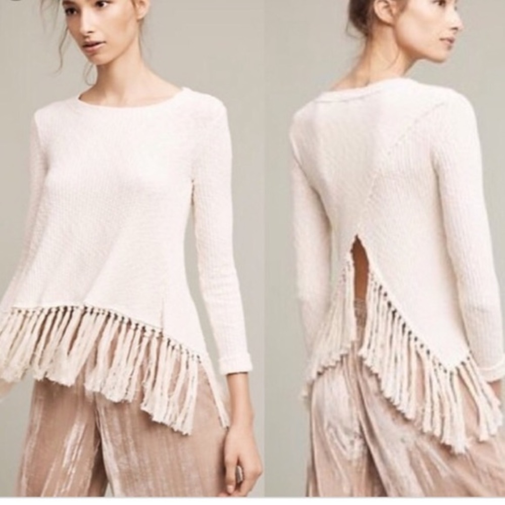 Anthropologie Eri + Ali Tasseled Malla Pullover